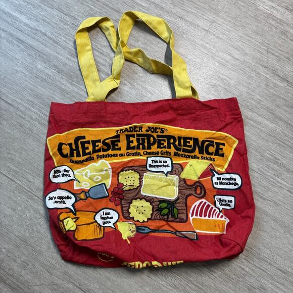 Trader Joe's Cheese Print Reusable Canvas Shopping Bag Tote CHEESE LOVER Small - Picture 1 of 6